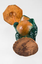 Load image into Gallery viewer, Frog Figurine Wood Carved Green Idea Hand Painted Cute Animal Figure Decor Craft