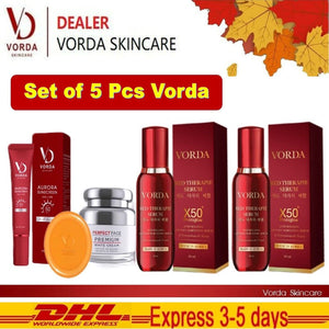 Set 5 Pcs Vorda Skincare Lifting Reduce Freckles Serum Cream Radiant Skin