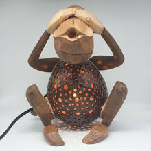 Load image into Gallery viewer, Lamp Shade Table Lamp Monkey Sit &amp; Blindfolded Night Light Hand Carved DHL Ship