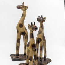 Load image into Gallery viewer, Carved Giraffes Set Wood Hand Crafted Statue Figurine Gift (Set of 3)