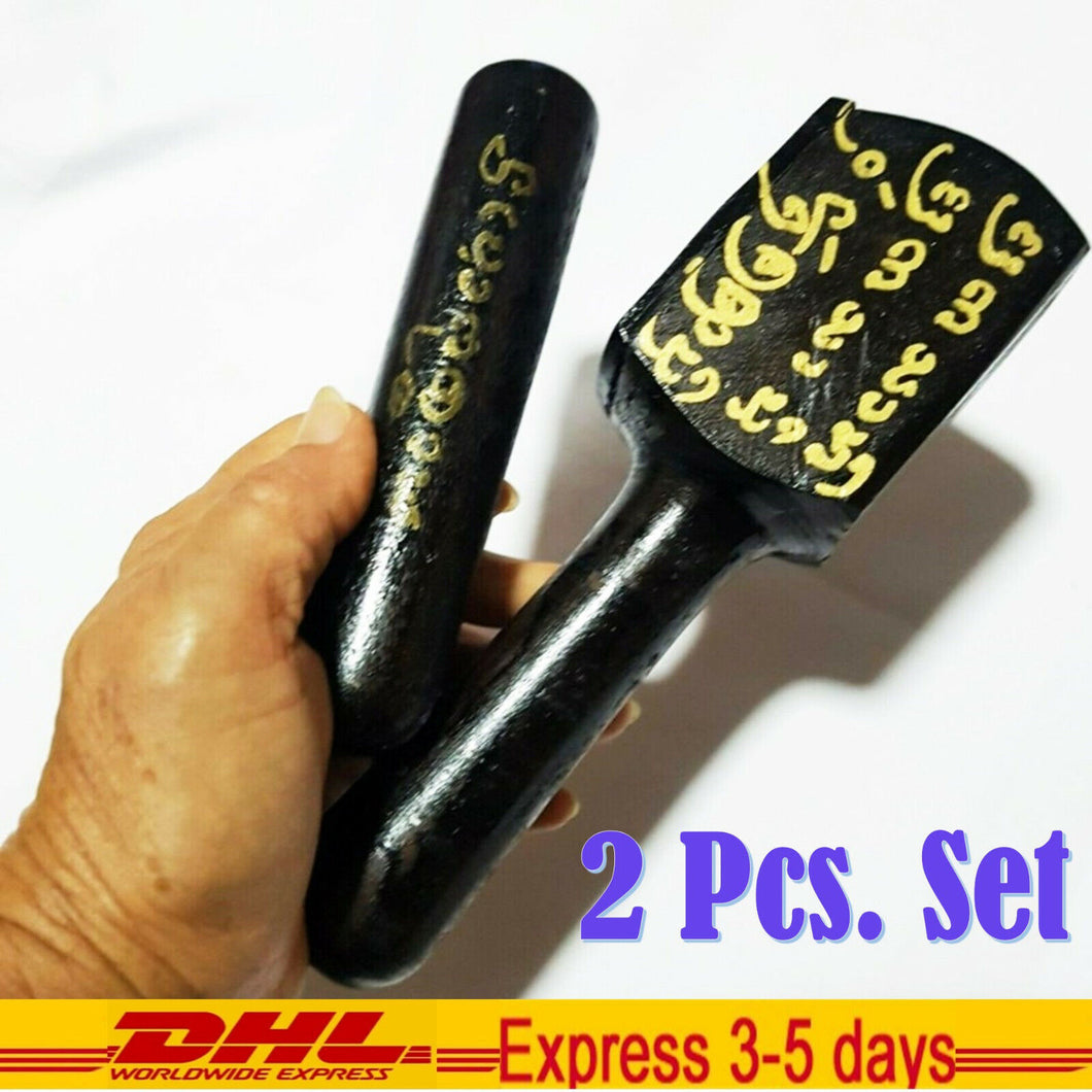 Wooden TOK-SEN Hammer Massage Tool Spell Vintage Wood Set Amulet Thai Holy Magic