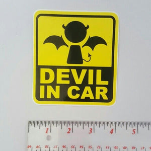 DEVIL IN CAR Sticker Funny Label Joke Prohibition & Warning Funny Signs