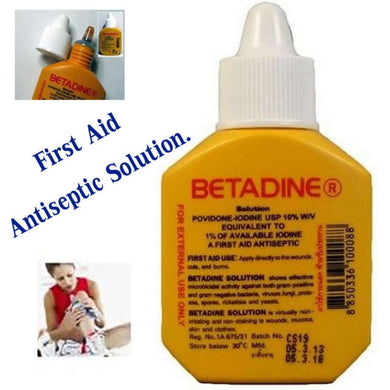 Betadine Povidone Iodine First Aid Solution Antiseptic Cuts Wounds 30cc