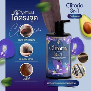 3x Clitoria Secret Shampoo Ginseng Butterfly Pea Aloe Vera Bergamot 300ml
