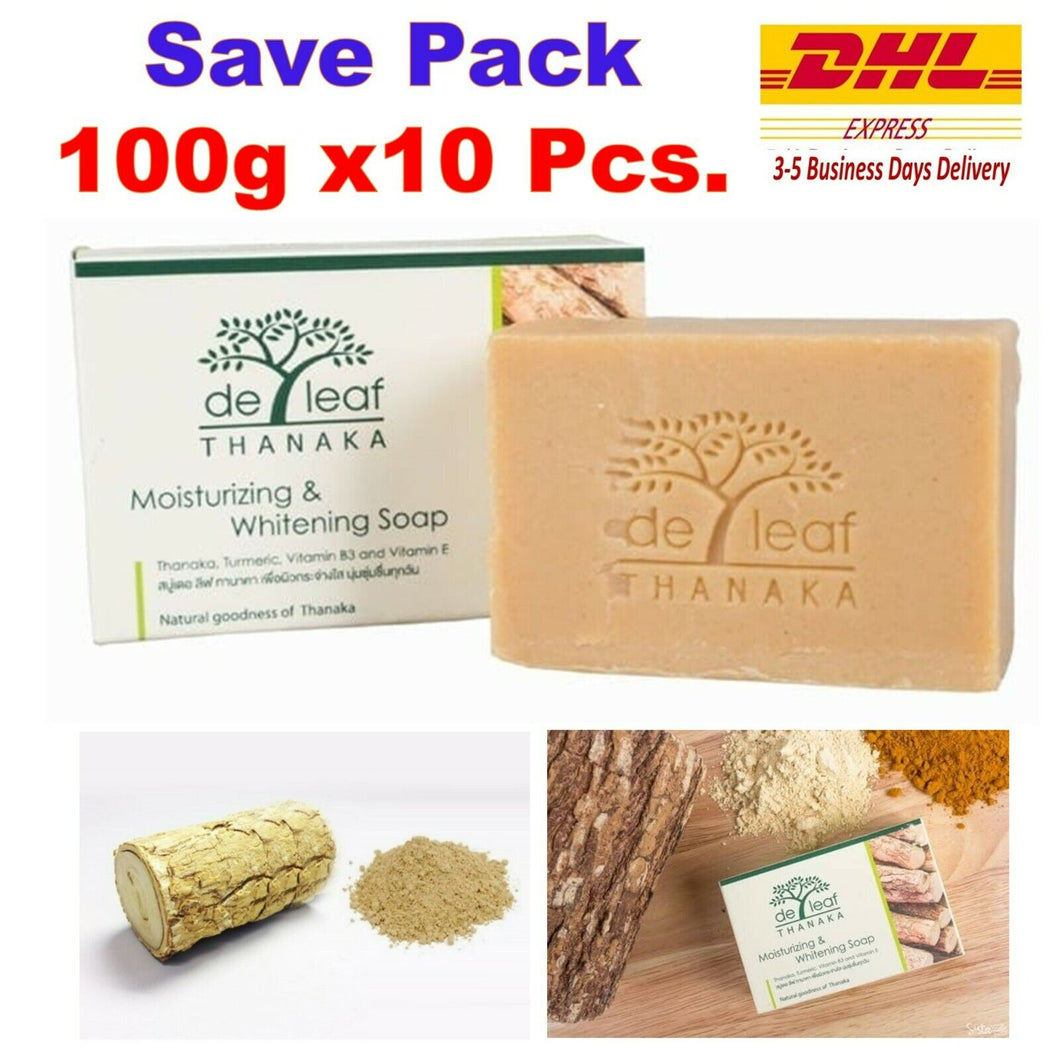 10Pcs De Leaf Thanaka Soap Moisturizing Radiance Skin Thai Herbs Extracts 100g