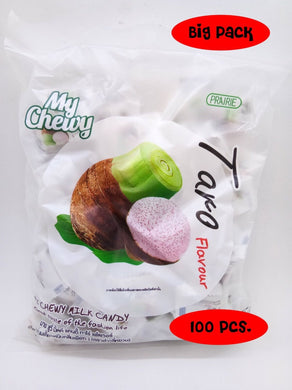 CHEWY MILK FRUIT CANDY 100 pcs TOFFEE HAOLIYUAN BRAND THAI DESSERT TARO FLAVOR