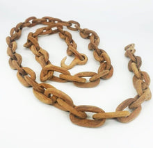 Load image into Gallery viewer, Wooden Chain Vintage Rare 39 inch Thai Carved Wood Folk Art Sculpture Carving