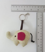 Load image into Gallery viewer, Mini Elephant Fabric Keyring Doll White Brown Pattern Hand sewing charm cute