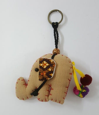 Doll Brown Elephant Keyring sewing charm cute keychain animal lover Fabric