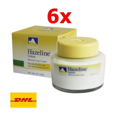 6 pcs HAZELINE Snow Moisturizing Body Cream Whitening Natural ProtectSkin 100g