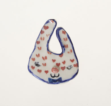 Bunny Fancy Ceramic Magnet Rabbit Hand Mold Painted Idea Collectible Easter Gift