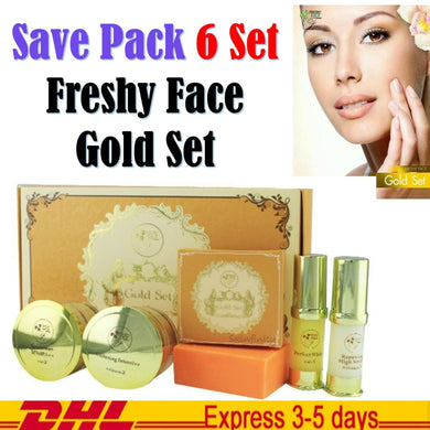6 Set FRESHY FACE GOLD SET Repair Damaged Skin Natural Extracts Anti Aging