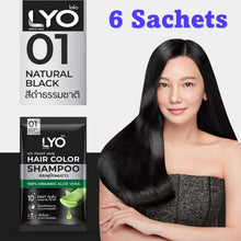 Load image into Gallery viewer, LYO Hair Color Shampoo Cover White to Black Hair Color Long Lasting (6 Sachet)