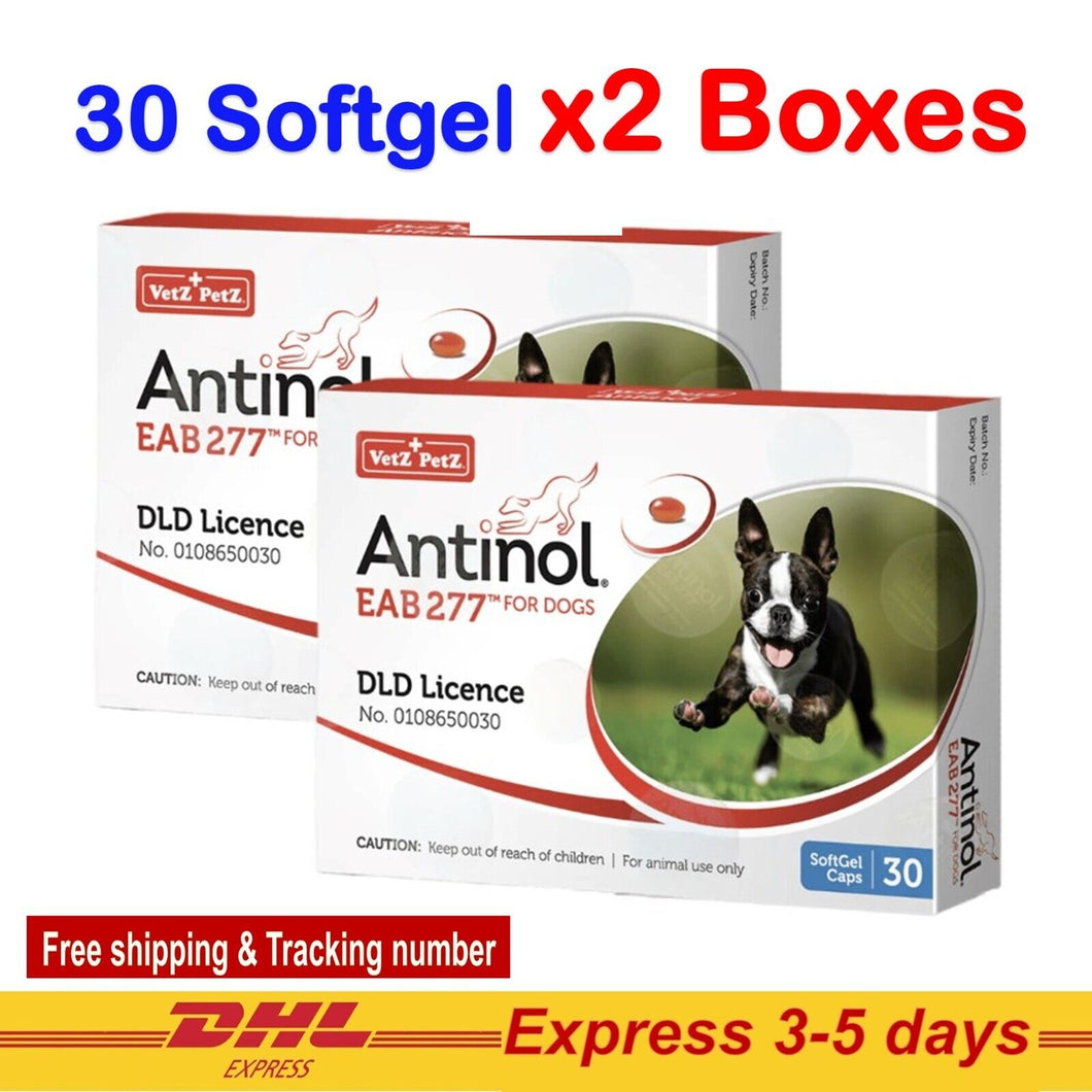 2x Antinol EAB277 Vetz Petz Dog Pain Relief Anti Inflammatory health supplement