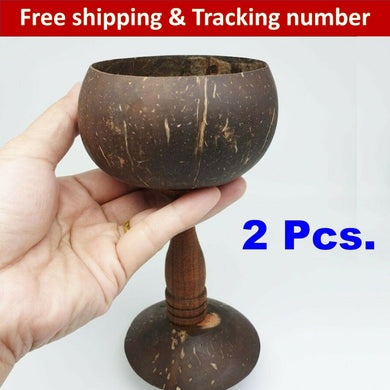 Set Wine Glass Unique Sustainable Handcrafted Coconut Shell Cup Handmade (2pcs)