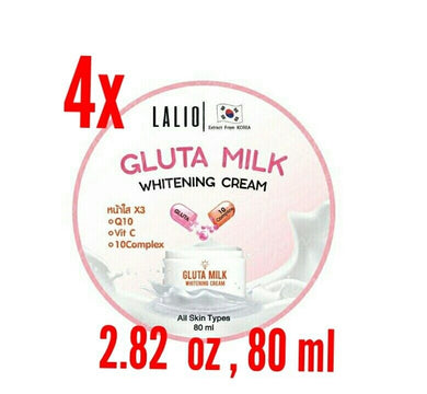 4x Gluta Milk Whitening Cream Facial Skin Care Q10 Vit C Reduce Dark Dpots 80ml