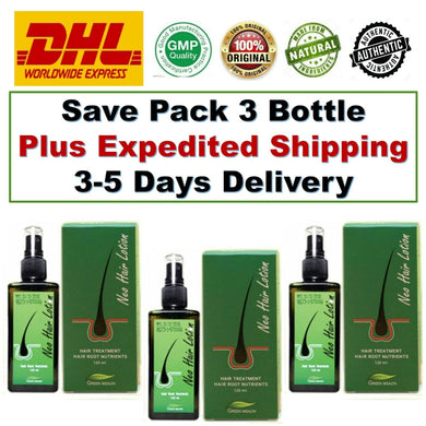 3Pcs Green Wealth Neo Hair Lotion Root Hair Loss Nutrients Treatments 120 ml.