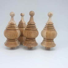 Load image into Gallery viewer, 4x Wooden Finials Teak Wood Unfinished Antique Furniture Post Home Decor