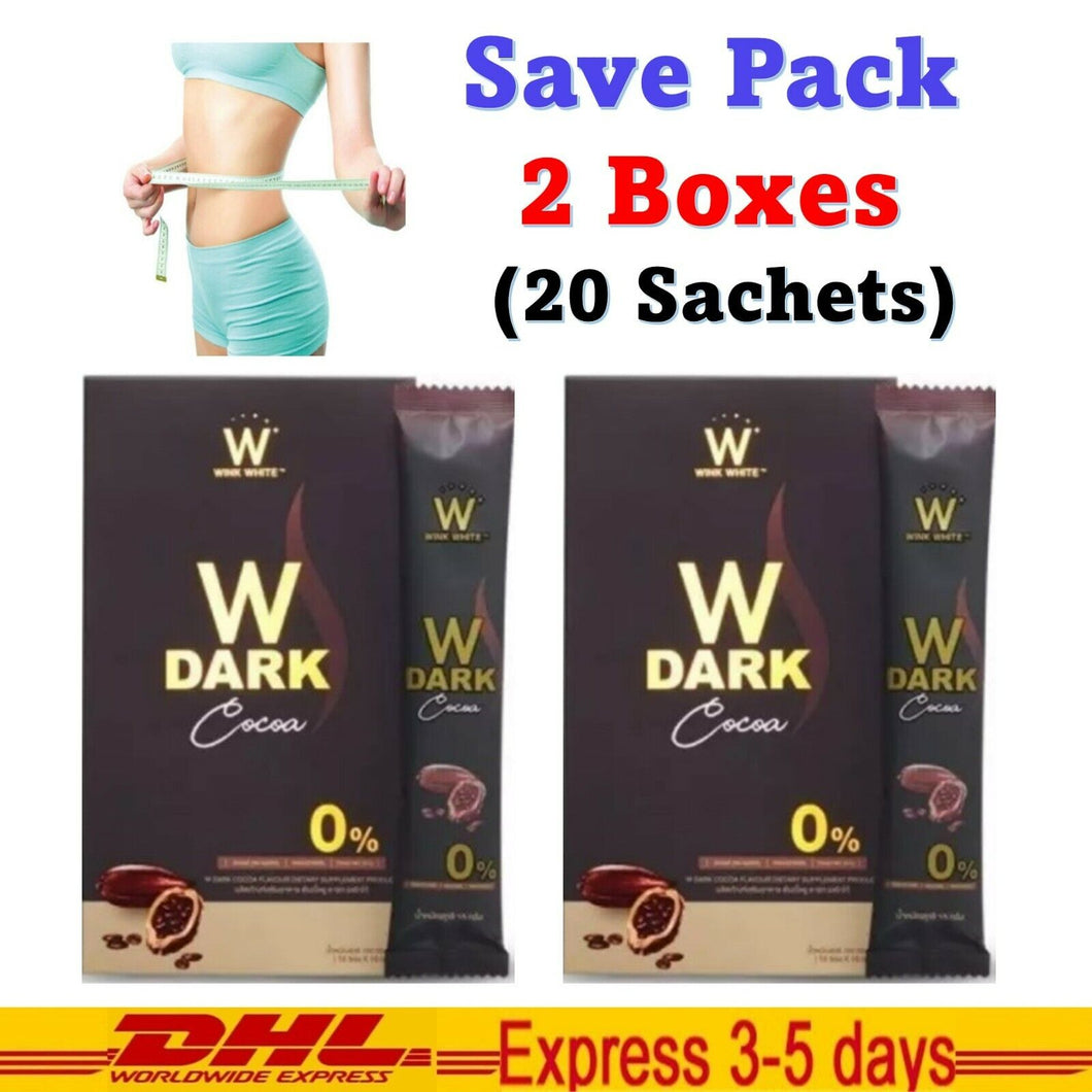 2x New W Choco W Dark Cocoa Instant Drink Powder Weight Control 0% Sugar