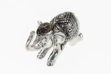 Elephant Engraved pattern Tin Sculpture Decor Collectible Lucky and Successful