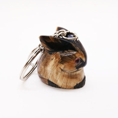 Rabbit Keyring Statue Water Buffalo's Horn Luck Carved Decor Collectible Fortune