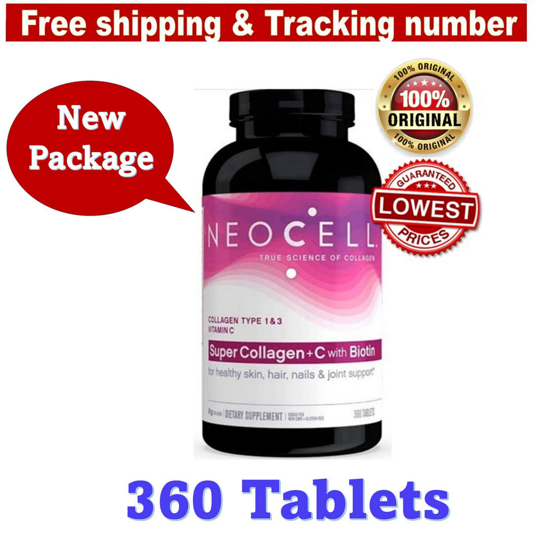 NEOCELL SUPER COLLAGEN TYPE I & III +Vitamin C and Biotin 360 Tablets