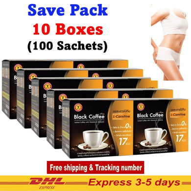 10X NatureGift Instant Black Coffee Plus Fiber L-Carnitine Vitamins Minerals DHL