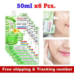 6 Sachets X 50 ml Clear Nose Aloe Vera Gel 99.7% concentration light Skincare