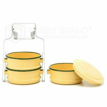 Load image into Gallery viewer, 1x Enamel Tiffin Thai Lunch Bento Food Container Carrier Enamelware Pinto Yellow