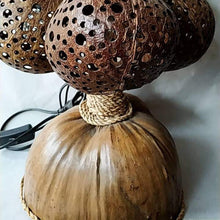 Load image into Gallery viewer, Coconut Tree Sculpture Table Lamp 3 Shades Coconut Shell Tropical Tiki Bar Decor