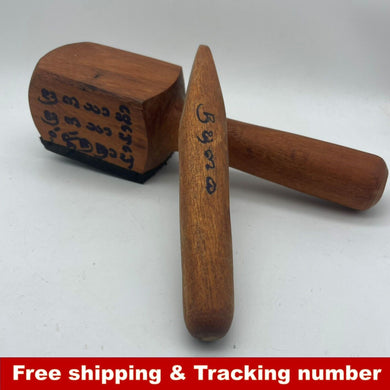 Tok-Sen Hammer Massage Tool Wooden Amulet Thai Holy Magic Vintage (Set of 2)