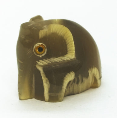 Talisman Elephant Sculpture Decor Albino Buffalo Horn Carve Collectible Lucky