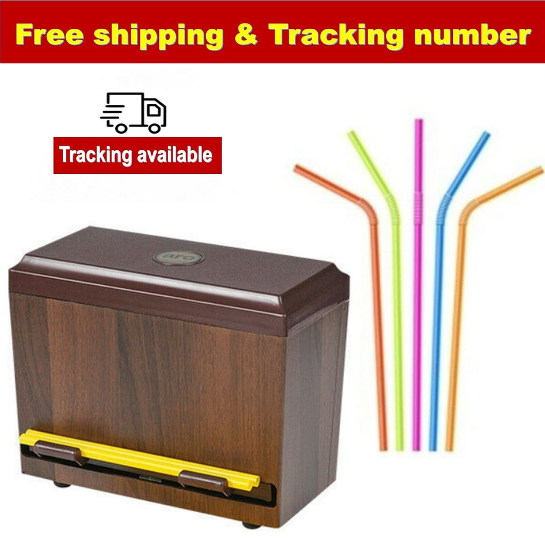 Straw Dispenser Plastic Vintage Drinking Box Restaurant Bar Cafe Straws Storage