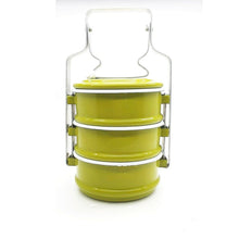 Load image into Gallery viewer, Vintage Lunch Box Bento Enamel Tiffin Food Carrier Color Container Pinto Green