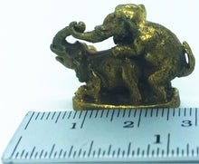 Load image into Gallery viewer, Elephant Couple Miniature Brass Amulet Talisman Love Charm Magic Thai Pendant