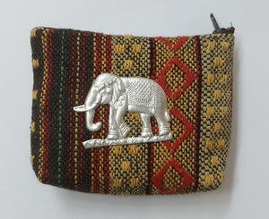 Elephant Fabric Woven Handmade Purse Thai style colorful pattern animal Charm