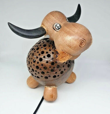 New Souvenir Lamp Thai Buffalo Hand Carved Handmade Wooden Crafts Coconut Shell
