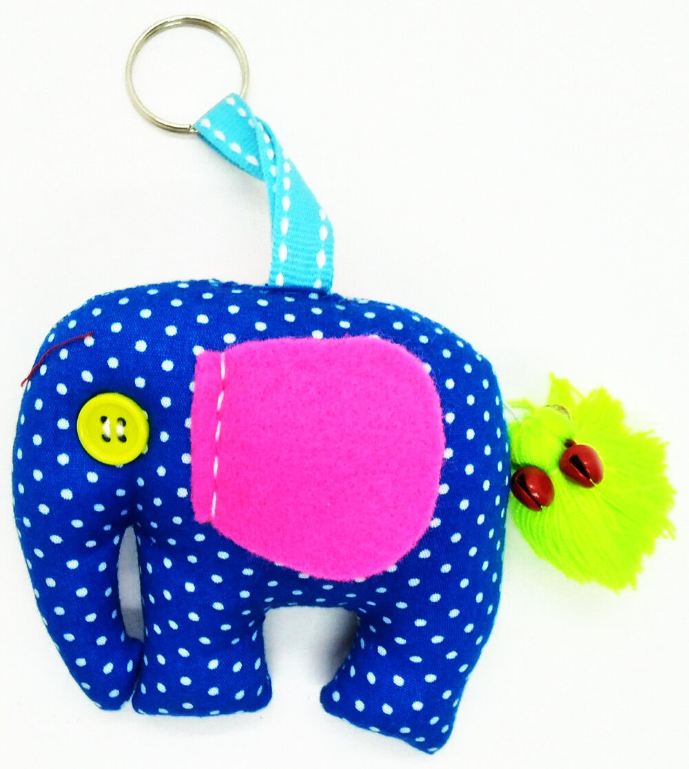 Elephant Doll Keyring Scotch Pattern Sewing Charm Cute Fabric animal lover
