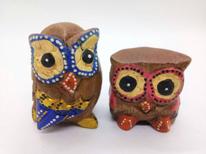 Owl LOVER soulmate Wood Owls Carved Doll Figurine Animal Collectibles Decor