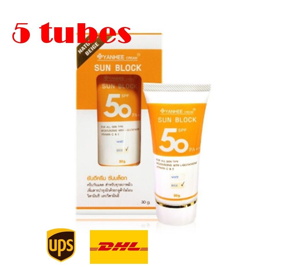 5X Yanhee sun block SPF 50 PA++ Sunscreen Cream SkinCare L-Glutathione Vitamin
