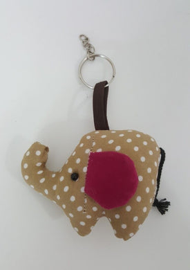 Mini Elephant Fabric Keyring Doll Dot Pattern Hand sewing charm cute animal