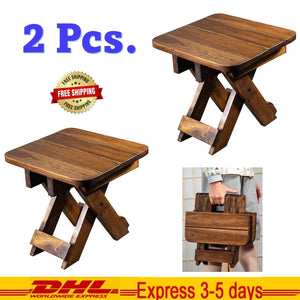 2x Chair Small Fishing Chair Furniture Outdoor Teak Wooden Wood Easy Portable