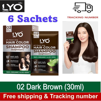LYO Hair Color Shampoo Cover White Dark Brown Hair Long-lasting Color (6 Sachet)