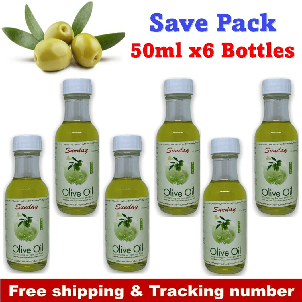 6x SUNDAY Olive Oil for Hair Moisturizing & Body Skin Natural Healthy 50ml