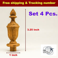 Load image into Gallery viewer, 4Pcs TEAK WOOD FINIALS Antique Furniture Home DIY decor Project Dia 1 inch