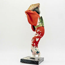 Load image into Gallery viewer, Vintage Japanese Sosaku Kokeshi Wooden Dolls 7.5" Paint Carved Kimono Signed