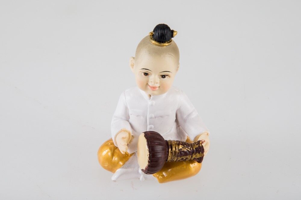 Thai Traditional Instrument Resin Classic Doll Costume Drum Collectible Decor