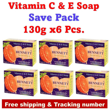 6x Bennett Vitamin & C Vitamin E Soap Orange Rind Oil Herbal Halal 130g