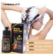 Load image into Gallery viewer, 3X Meidu Dye Hair Color Shampoo change color in 5 minutes dark brown black 500ml
