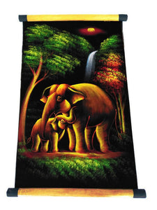 Elephant Handmade Fabric Painting Velvet Wall gift Decor Hanging Poster Picture